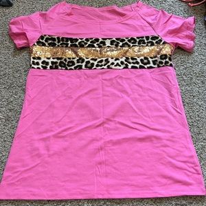Pink and cheetah print boutique shirt size medium